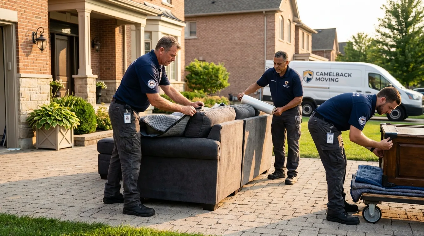 Large estate moving crew wrapping furniture in Sneads, FL